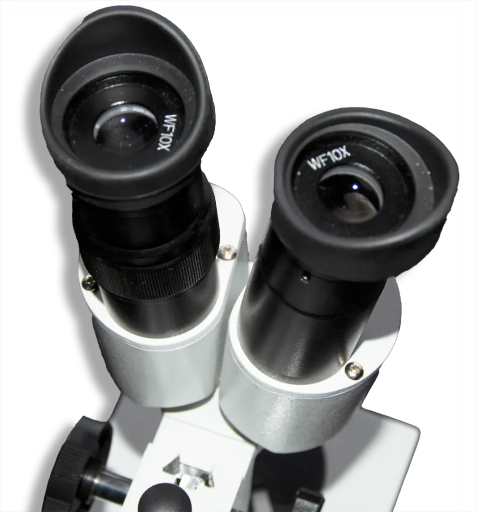 View of modern microscope